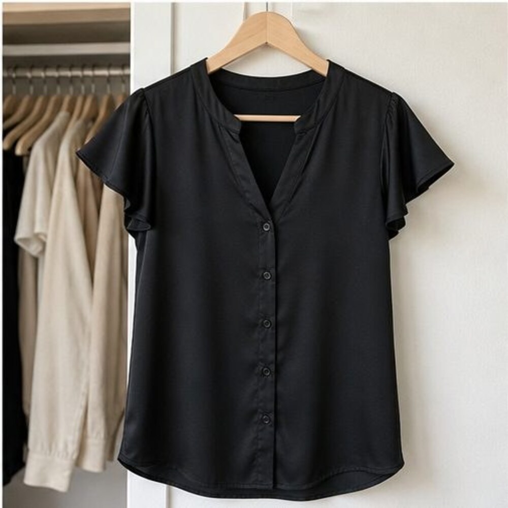 Black Tie Neck Blouse